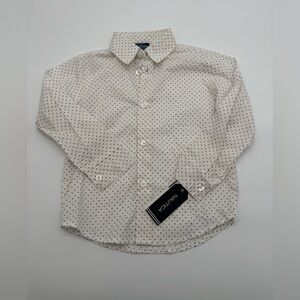 NAUTICA Kid’s Button Down Collared Dress Shirt Sz 4 Regular NWT White Design
